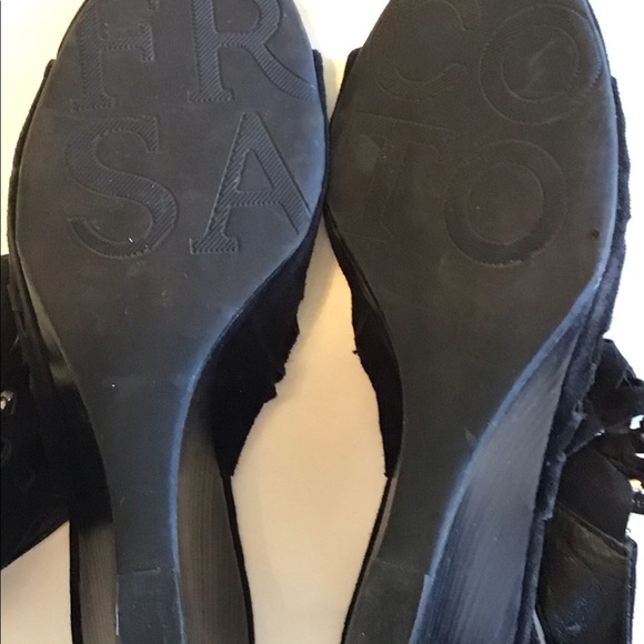 Franco Sarto Suede Vintage Black Wedge 7 New 3.5” - Picture 5 of 7